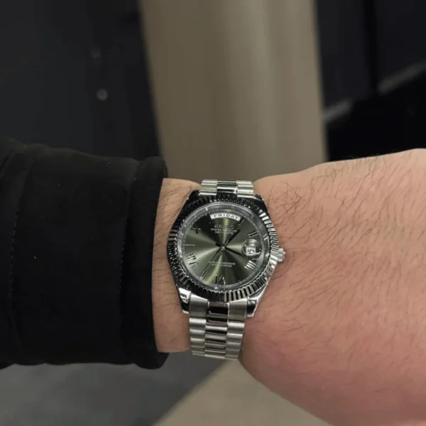 Day Date Olive Green 36/40mm | Miyota 8285 Automatic - Image 3