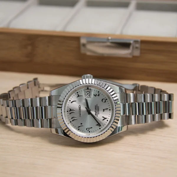 SEIKO MOD DATEJUST | ARABIC SILVER GREY - Image 3