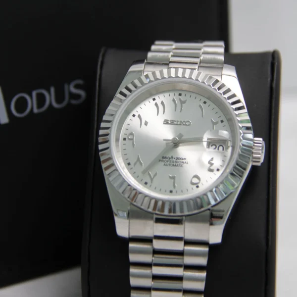 SEIKO MOD DATEJUST | ARABIC SILVER GREY - Image 7