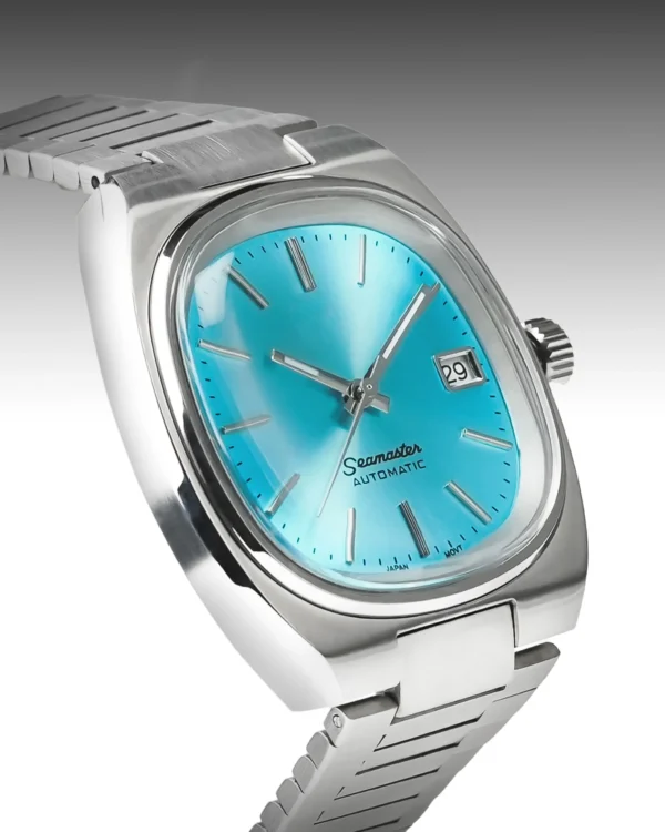 Seamaster Vintage Blue | Custom Mod with Turquoise Dial and Stainless Steel - Bracelet - Image 4
