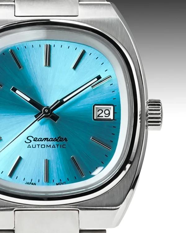 Seamaster Vintage Blue | Custom Mod with Turquoise Dial and Stainless Steel - Bracelet - Image 2