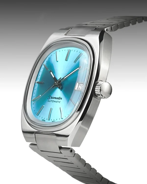 Seamaster Vintage Blue | Custom Mod with Turquoise Dial and Stainless Steel - Bracelet - Image 3