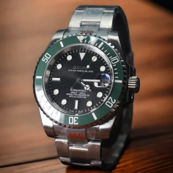 Submariner Starbucks Black Green 40mm - Custom Automatic Watch | NH35 - Image 4